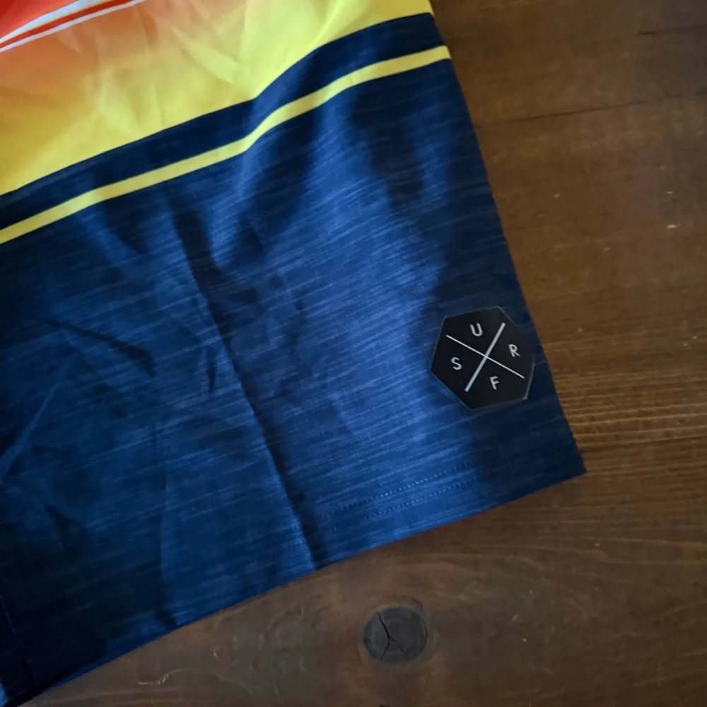 NWT No Boundaries Blue and Orange Stripe Swim Shorts